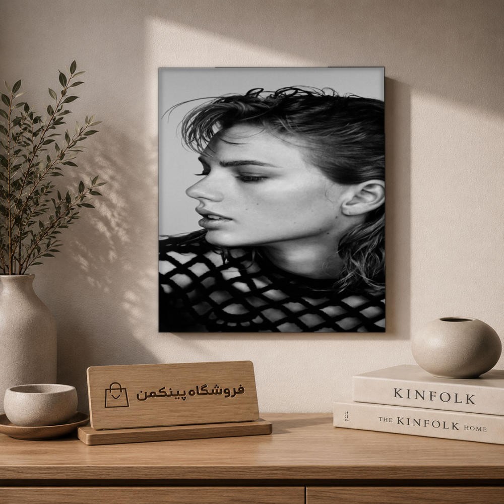 تابلو شاسی پینکمن طرح تیلور سویفت پرتره مشکی و سفید - Taylor Swift Portrait Black And White کد Jm 39