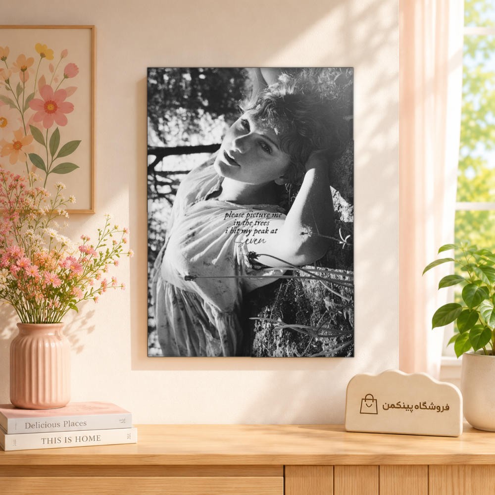 تابلو شاسی پینکمن طرح تیلور سویفت پرتره مشکی و سفید - Taylor Swift Portrait Black And White کد Jm 36