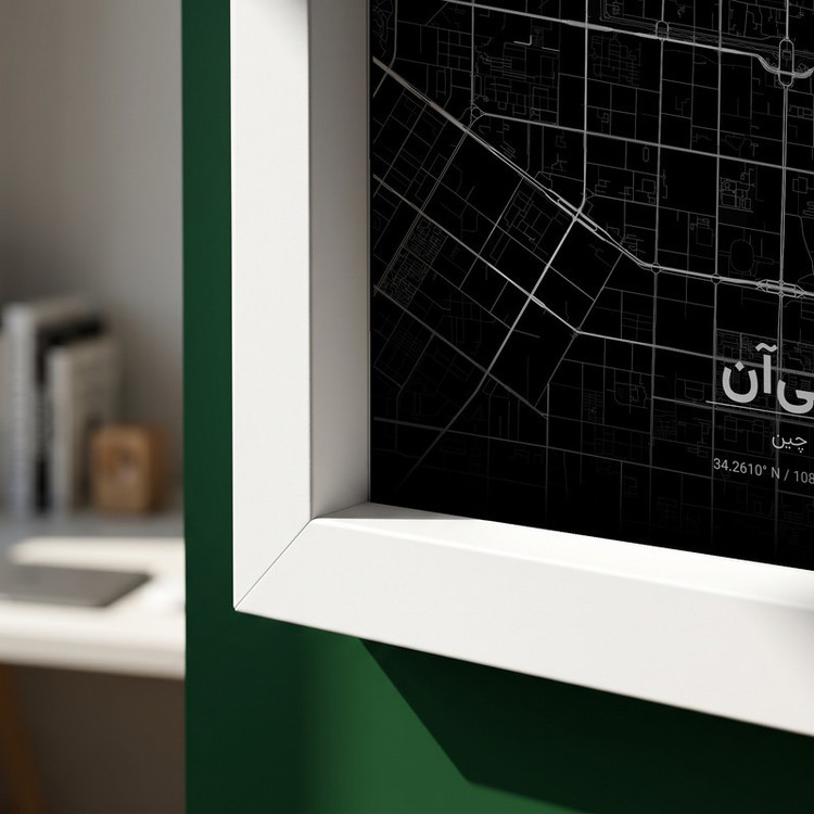 تابلو طرح نقشه شهر شی آن مدل G17106 فریم سفید