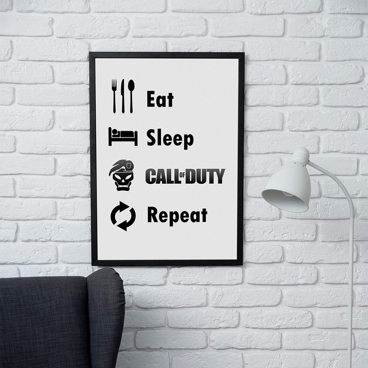 تابلو مدل دیواری بازی Call Of Duty طرح Eat Sleep Call Of Duty Repeat کد FD287