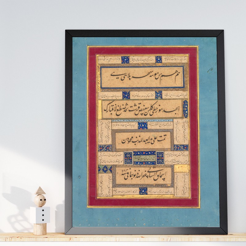 تابلو طرح نگارگری شاه مغول مدل G01920 فریم مشکی