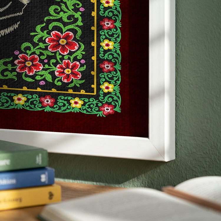 تابلو طرح پرچم دوزی شهادت امام هادی (ع) مدل G15328 فریم سفید