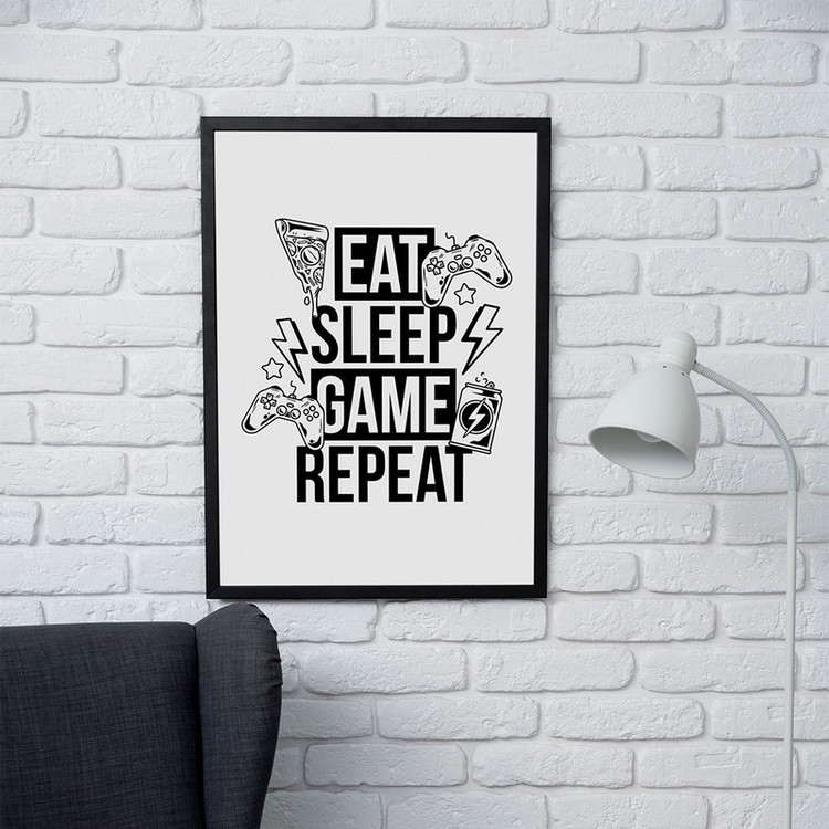 تابلو دیواری مدل گیمینگ طرح Eat Sleep Game Repeat کد FD292