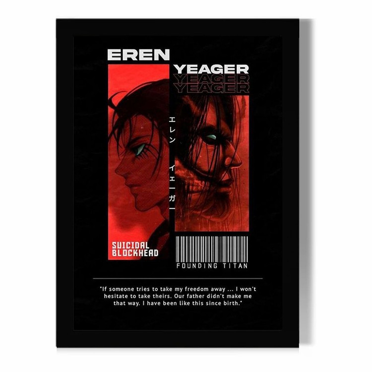 تابلو مدل دیواری طرح انیمه اتک آن تایتان (Attack on Titan) کاراکتر ارن ییگر Eren Yeager کد FD067