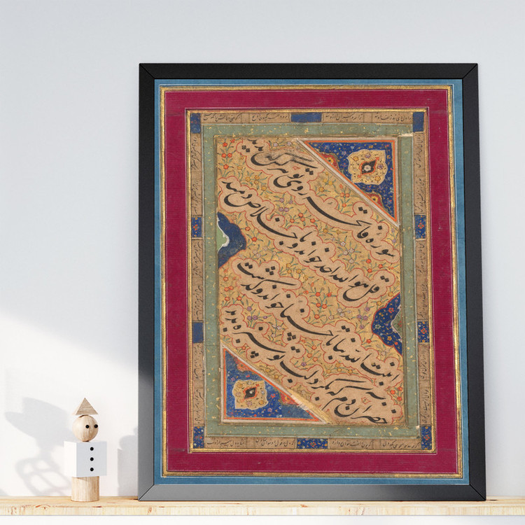 تابلو طرح نگارگری سنتی مدل G01922 فریم مشکی