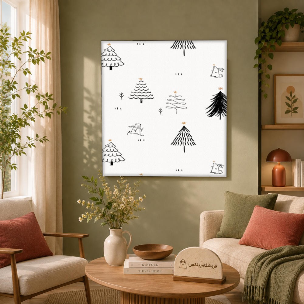 تابلو شاسی پینکمن طرح تکرنگ کریسمس - Monochrome Christmas کد Jm 34