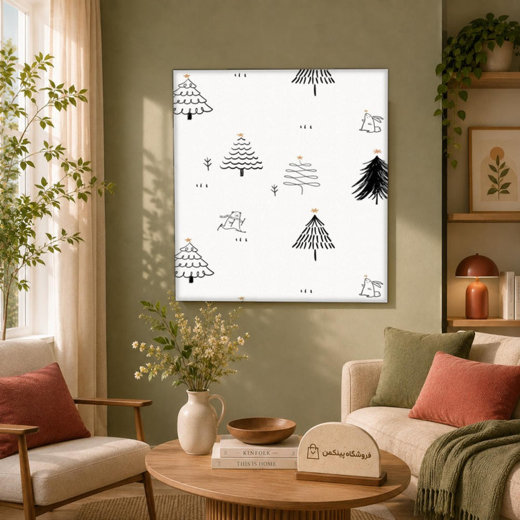 تابلو شاسی پینکمن طرح تکرنگ کریسمس - Monochrome Christmas کد Jm 34