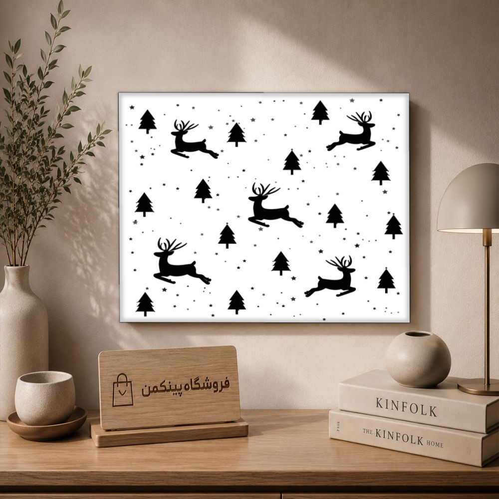 تابلو شاسی پینکمن طرح تکرنگ کریسمس - Monochrome Christmas کد Jm 25