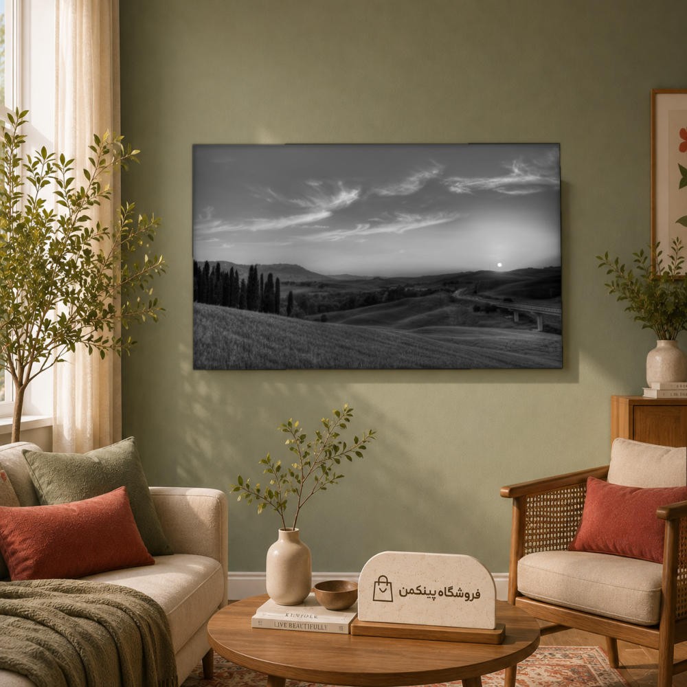 تابلو شاسی پینکمن طرح تکرنگ چشمانداز - Monochrome Landscape کد Jm 9
