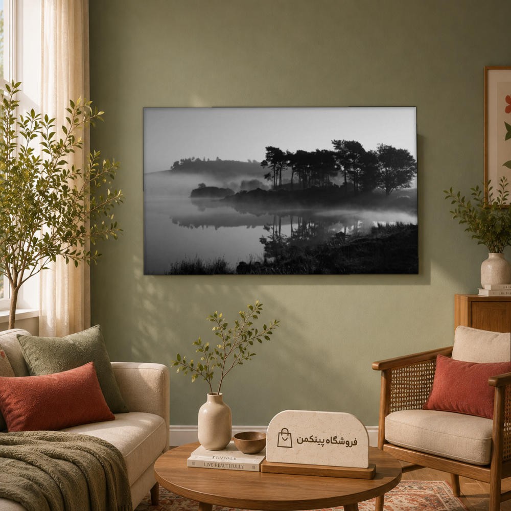 تابلو شاسی پینکمن طرح تکرنگ چشمانداز - Monochrome Landscape کد Jm 31