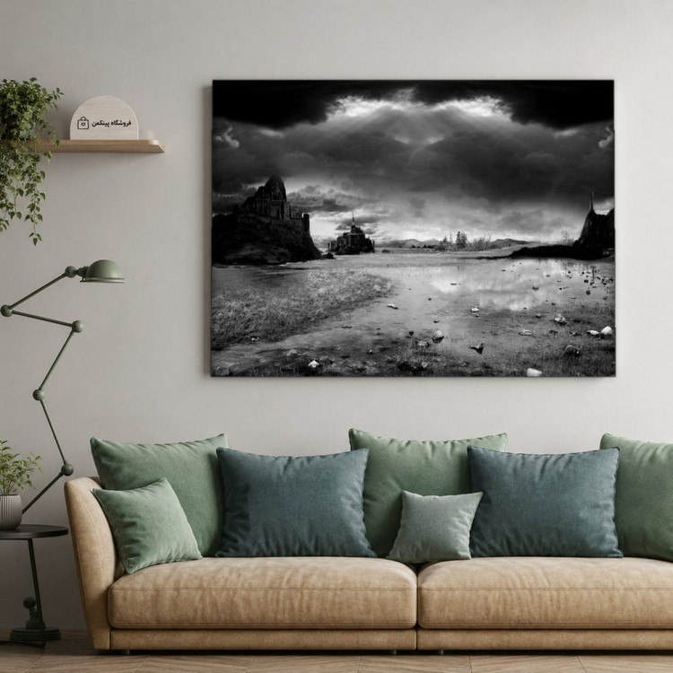 تابلو شاسی پینکمن طرح تکرنگ چشمانداز - Monochrome Landscape کد Jm 21
