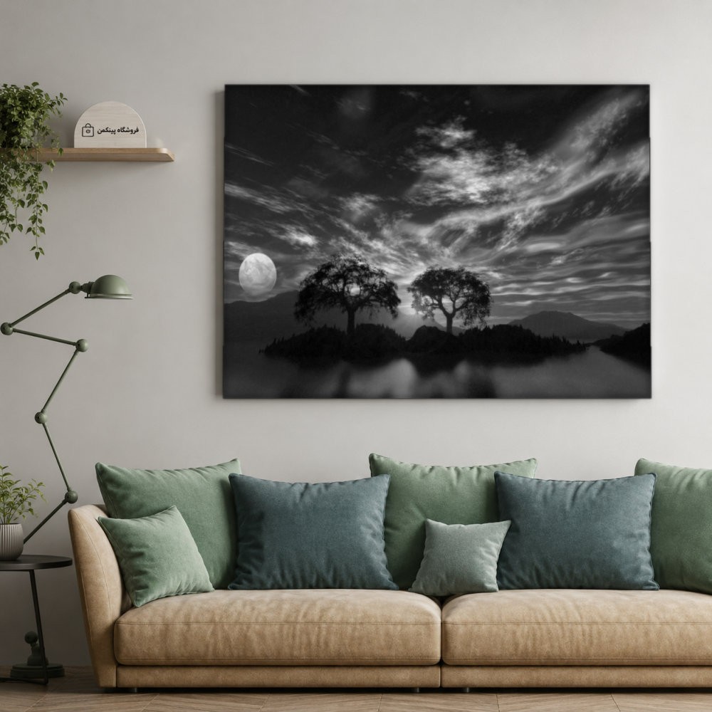 تابلو شاسی پینکمن طرح تکرنگ چشمانداز - Monochrome Landscape کد Jm 2