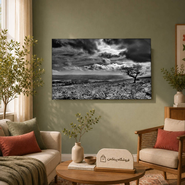 تابلو شاسی پینکمن طرح تکرنگ چشمانداز - Monochrome Landscape کد Jm 18