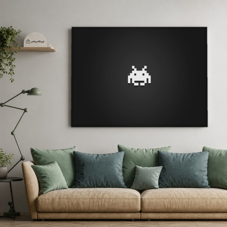 تابلو شاسی پینکمن طرح تکرنگ رترو بازی - Monochrome Retro Game کد Jm 8