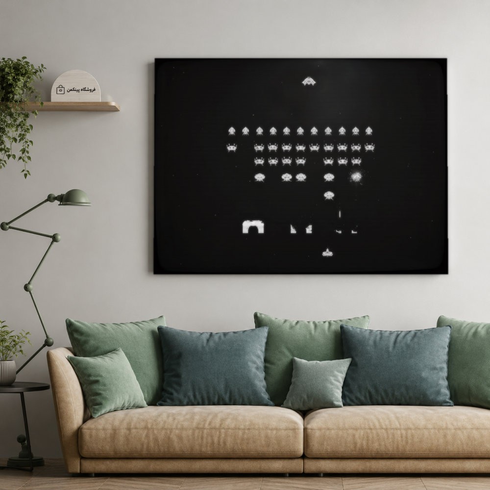 تابلو شاسی پینکمن طرح تکرنگ رترو بازی - Monochrome Retro Game کد Jm 28
