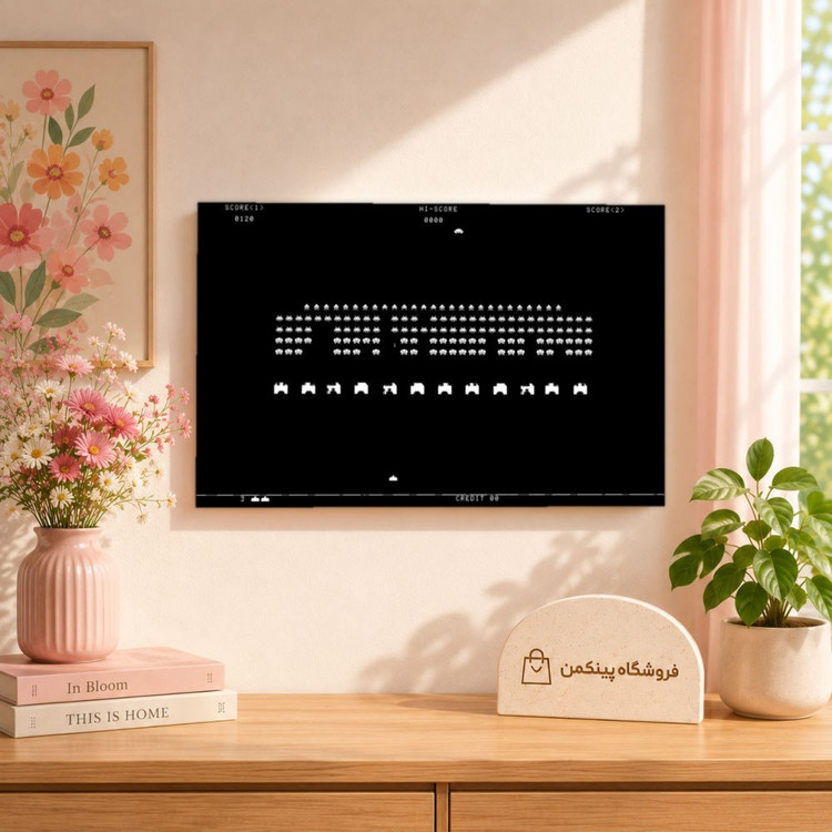 تابلو شاسی پینکمن طرح تکرنگ رترو بازی - Monochrome Retro Game کد Jm 26