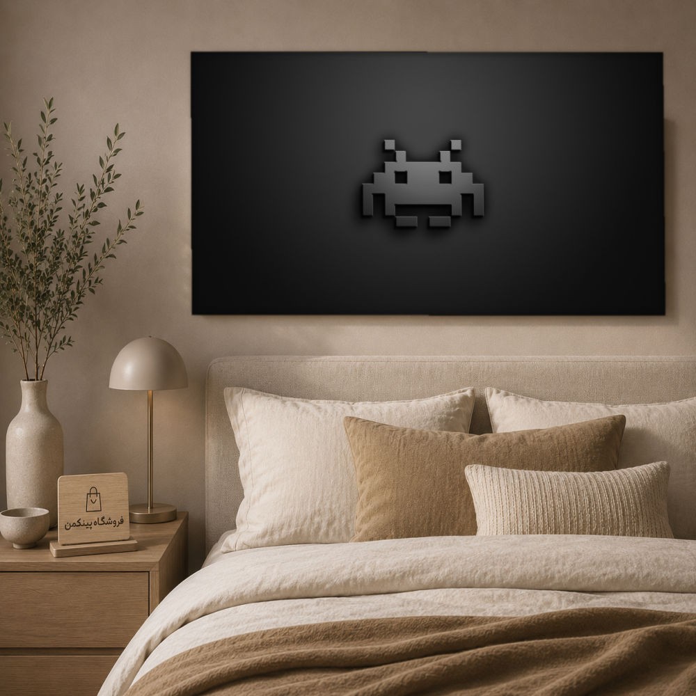 تابلو شاسی پینکمن طرح تکرنگ رترو بازی - Monochrome Retro Game کد Jm 20