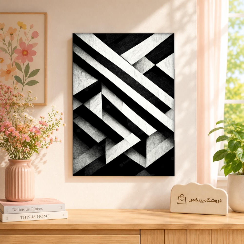 تابلو شاسی پینکمن طرح تکرنگ اشکال - Monochrome Shapes Phone کد Jm 4