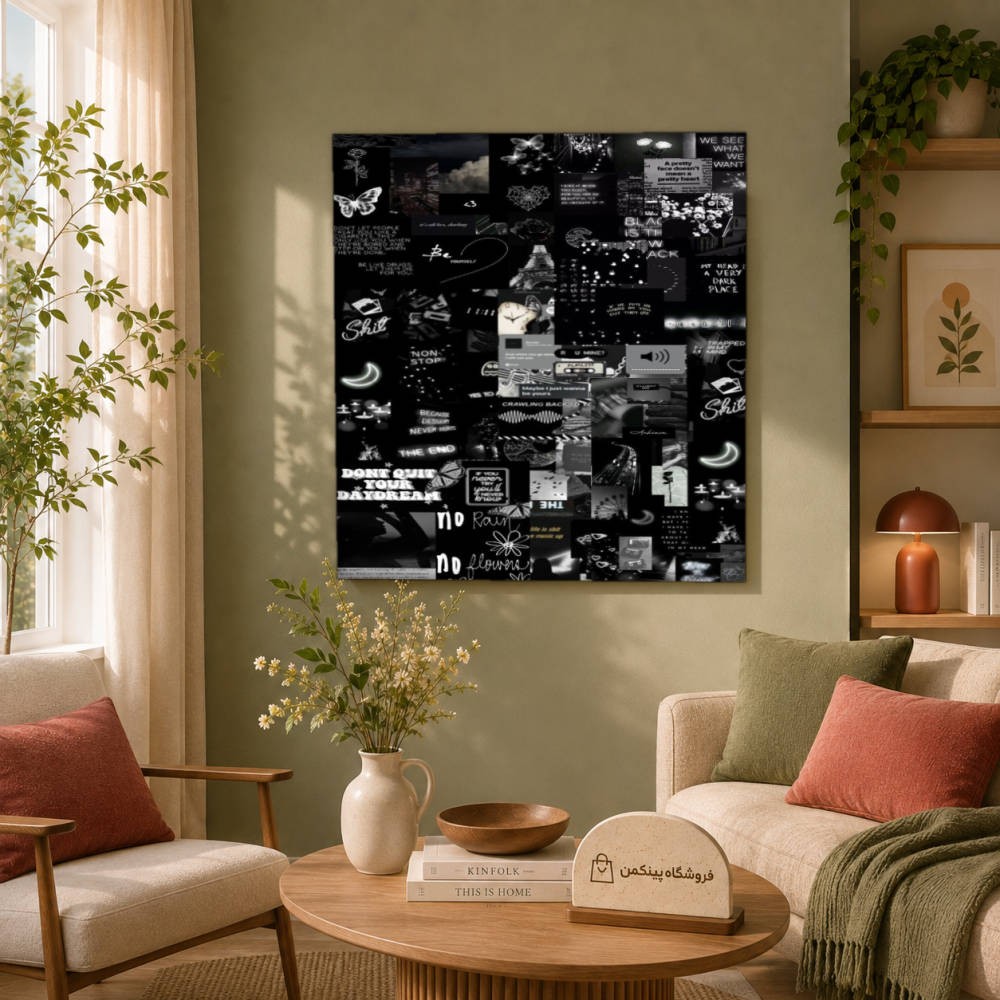 تابلو شاسی پینکمن طرح تکرنگ استتیک - Monochrome Aesthetic کد Jm55