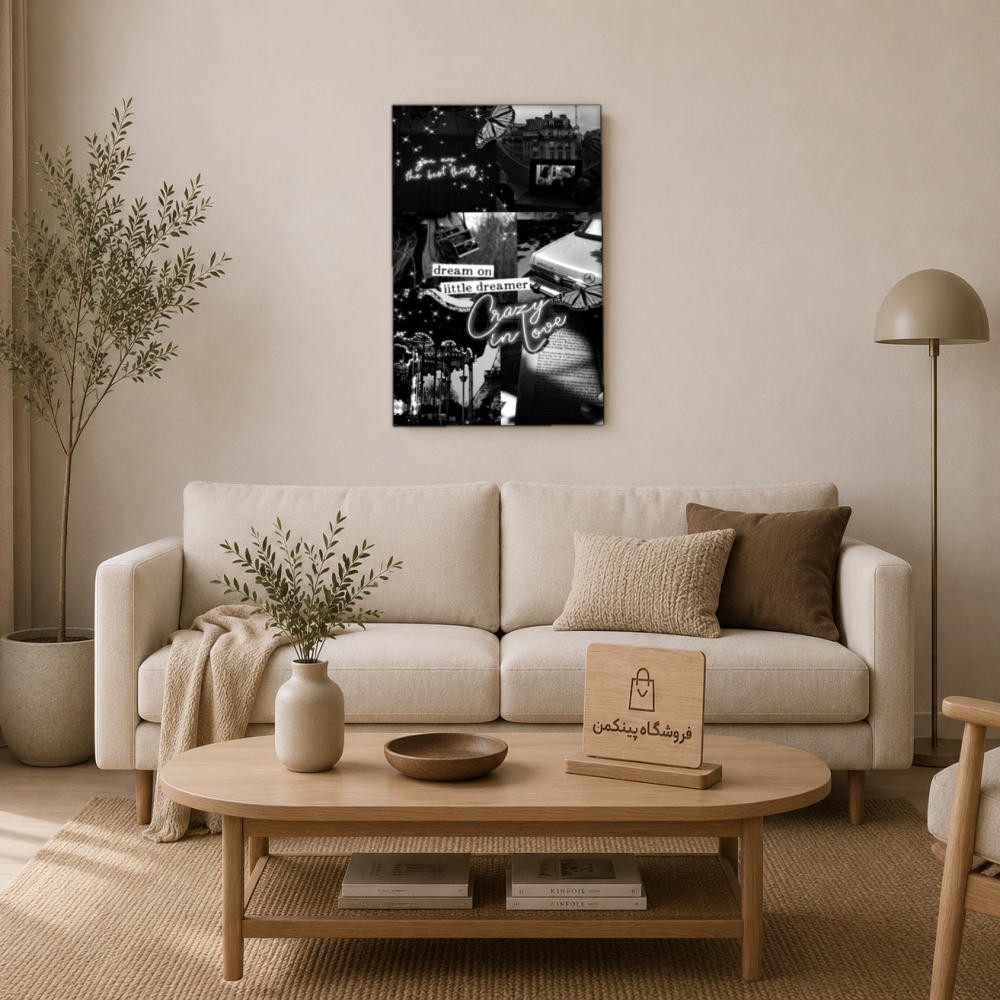 تابلو شاسی پینکمن طرح تکرنگ استتیک - Monochrome Aesthetic کد Jm 7