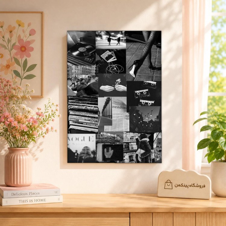 تابلو شاسی پینکمن طرح تکرنگ استتیک - Monochrome Aesthetic کد Jm 5