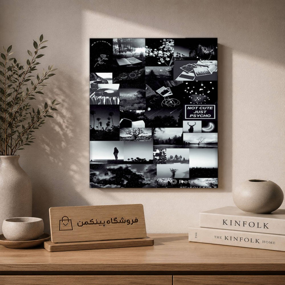 تابلو شاسی پینکمن طرح تکرنگ استتیک - Monochrome Aesthetic کد Jm 25