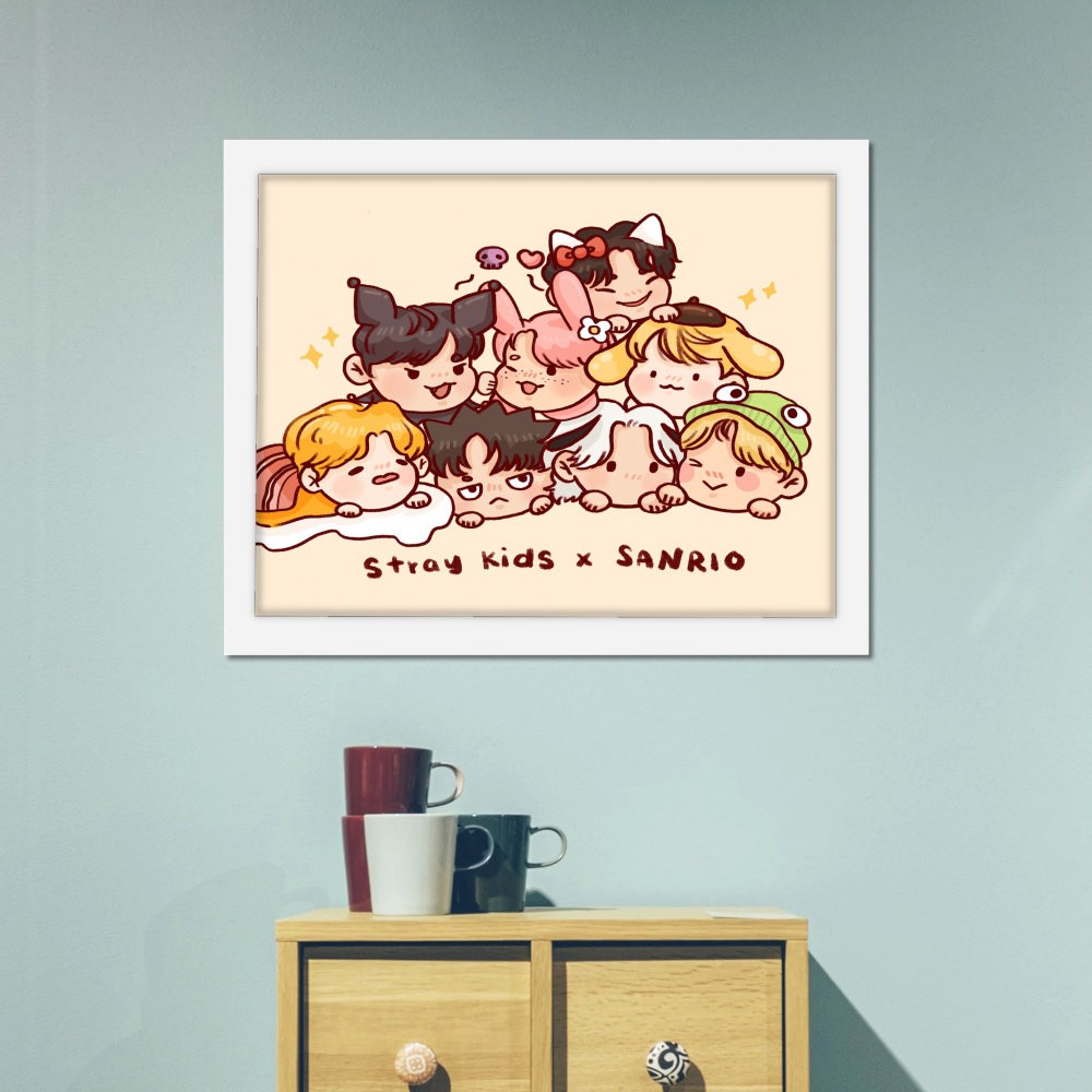 تابلو پینکمن طرح گروه استری کیدز کارتونی Stray Kids Cartoon 28 Jm