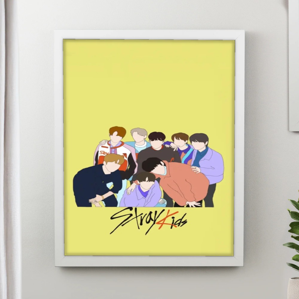 تابلو پینکمن طرح گروه استری کیدز کارتونی Stray Kids Cartoon 15 Jm