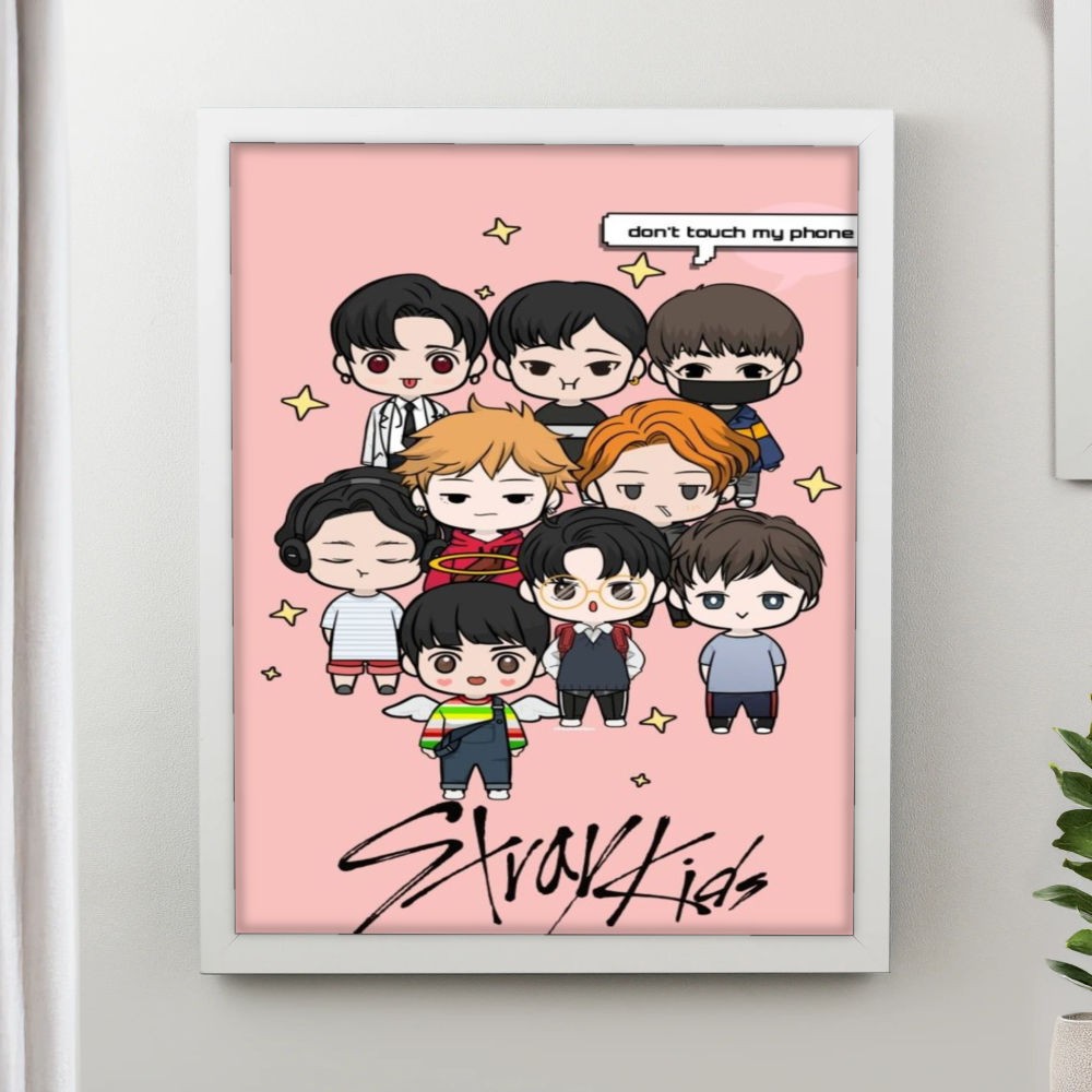 تابلو پینکمن طرح گروه استری کیدز کارتونی Stray Kids Cartoon 10 Jm