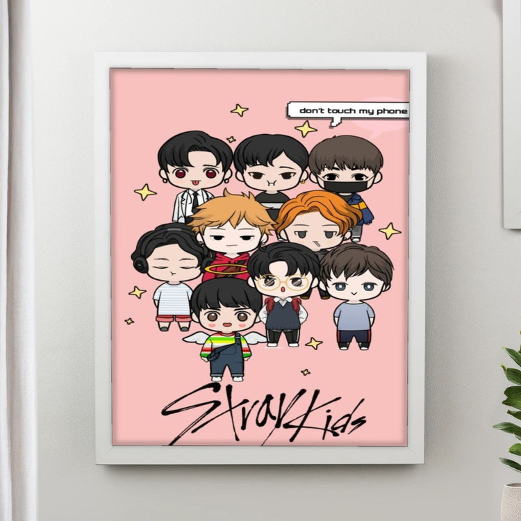 تابلو پینکمن طرح گروه استری کیدز کارتونی Stray Kids Cartoon 10 Jm