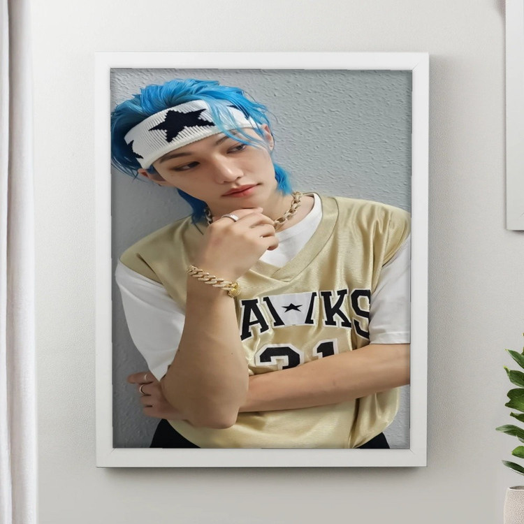 تابلو پینکمن طرح گروه استری کیدز فلیکس آبی Hair Stray Kids Felix Blue Hair 13 Jm