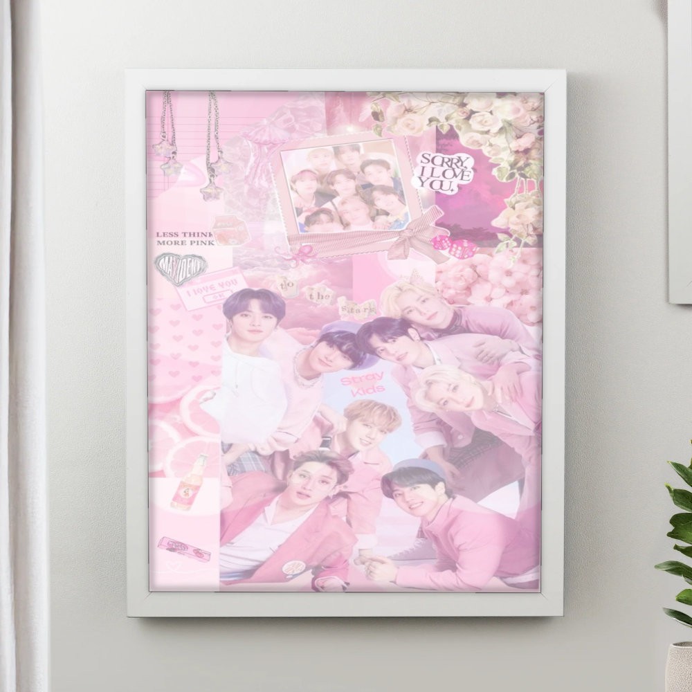 تابلو پینکمن طرح گروه استری کیدز صورتی Stray Kids Pink 6 Jm