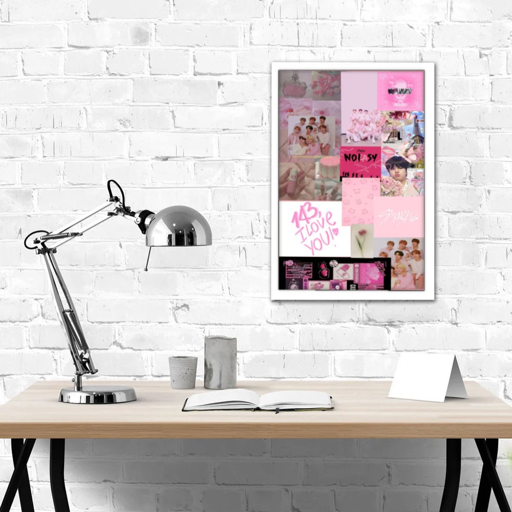 تابلو پینکمن طرح گروه استری کیدز صورتی Stray Kids Pink 4 Jm