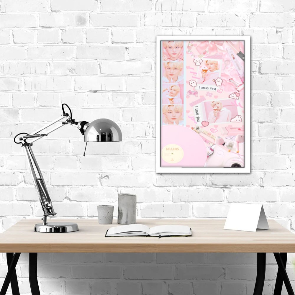 تابلو پینکمن طرح گروه استری کیدز صورتی Stray Kids Pink 35 Jm