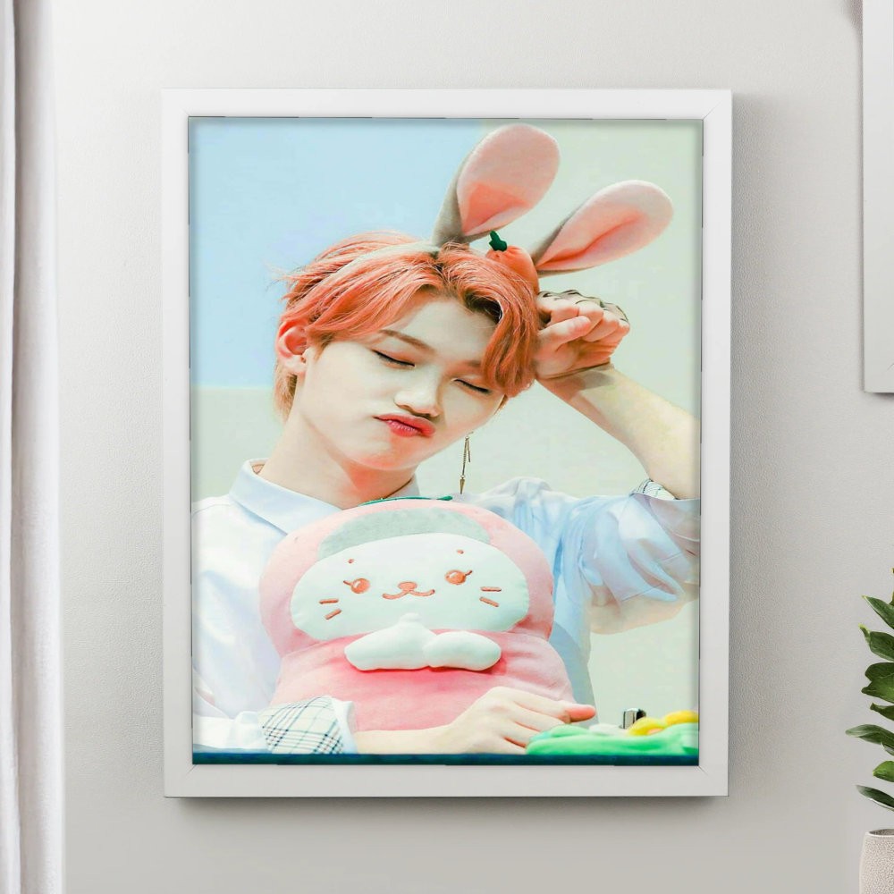تابلو پینکمن طرح گروه استری کیدز صورتی Stray Kids Pink 34 Jm