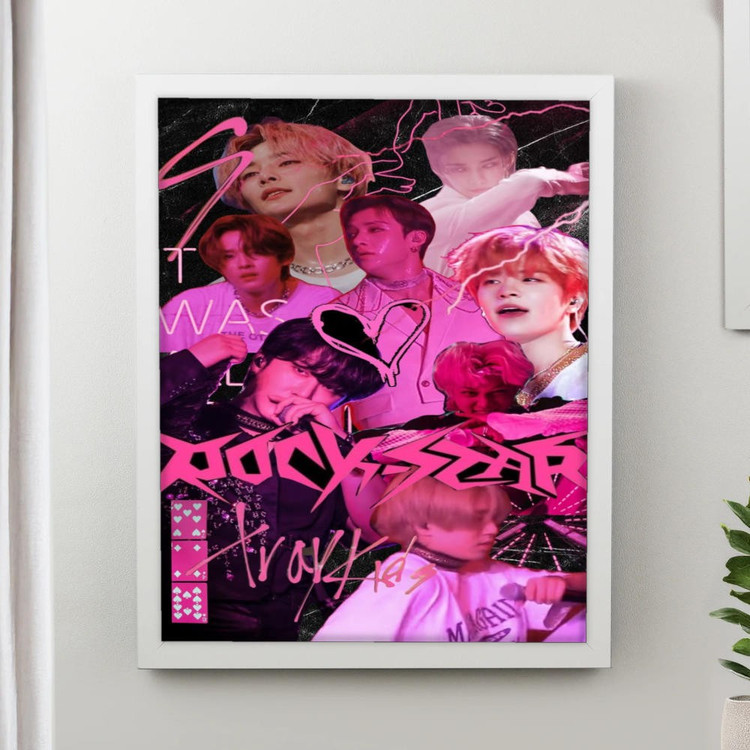 تابلو پینکمن طرح گروه استری کیدز صورتی Stray Kids Pink 12 Jm