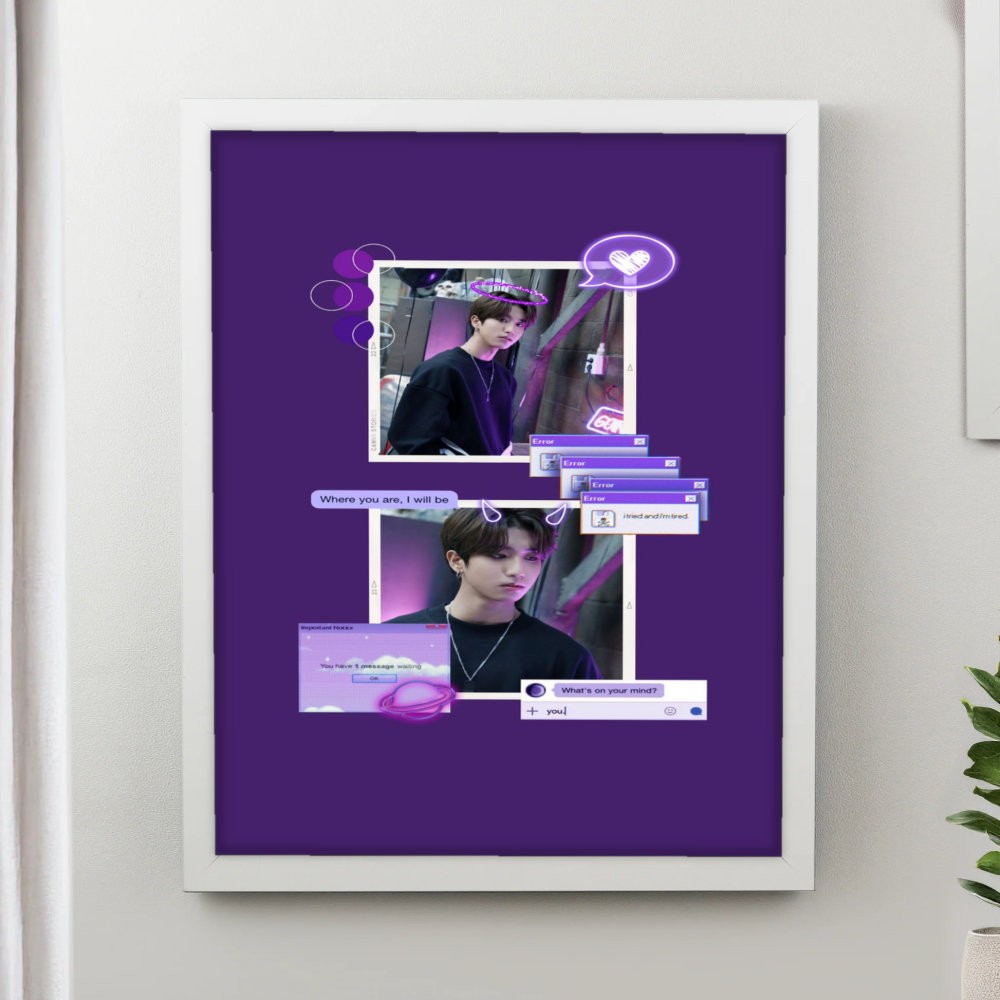 تابلو پینکمن طرح گروه استری کیدز بنفش Stray Kids Purple 21 Jm