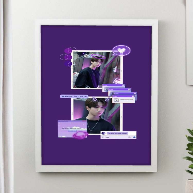 تابلو پینکمن طرح گروه استری کیدز بنفش Stray Kids Purple 21 Jm