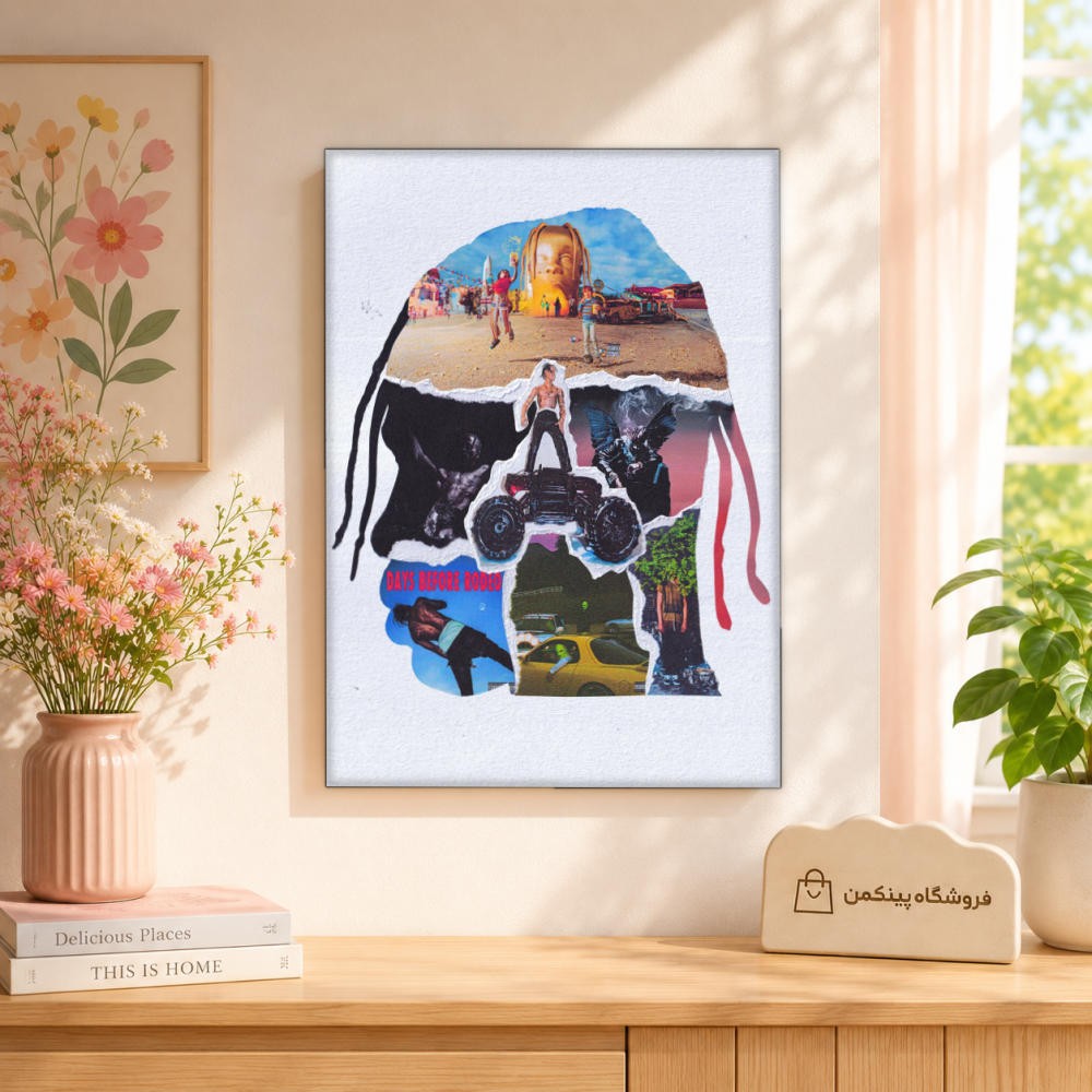 تابلو شاسی پینکمن طرح تراویس اسکات کلاژ - Travis Scott Collage کد Jm 21