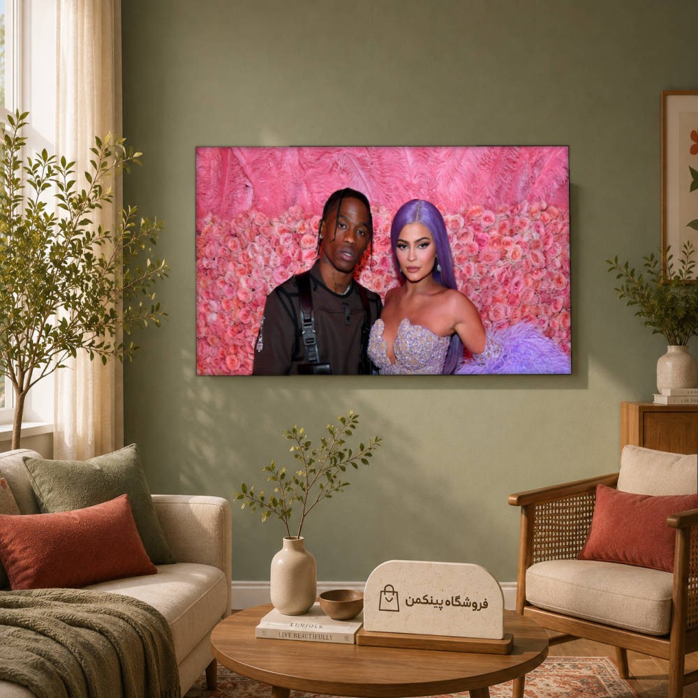 تابلو شاسی پینکمن طرح تراویس اسکات و Kylie Jenner - Travis Scott And Kylie Jenner Desktop کد Jm 12