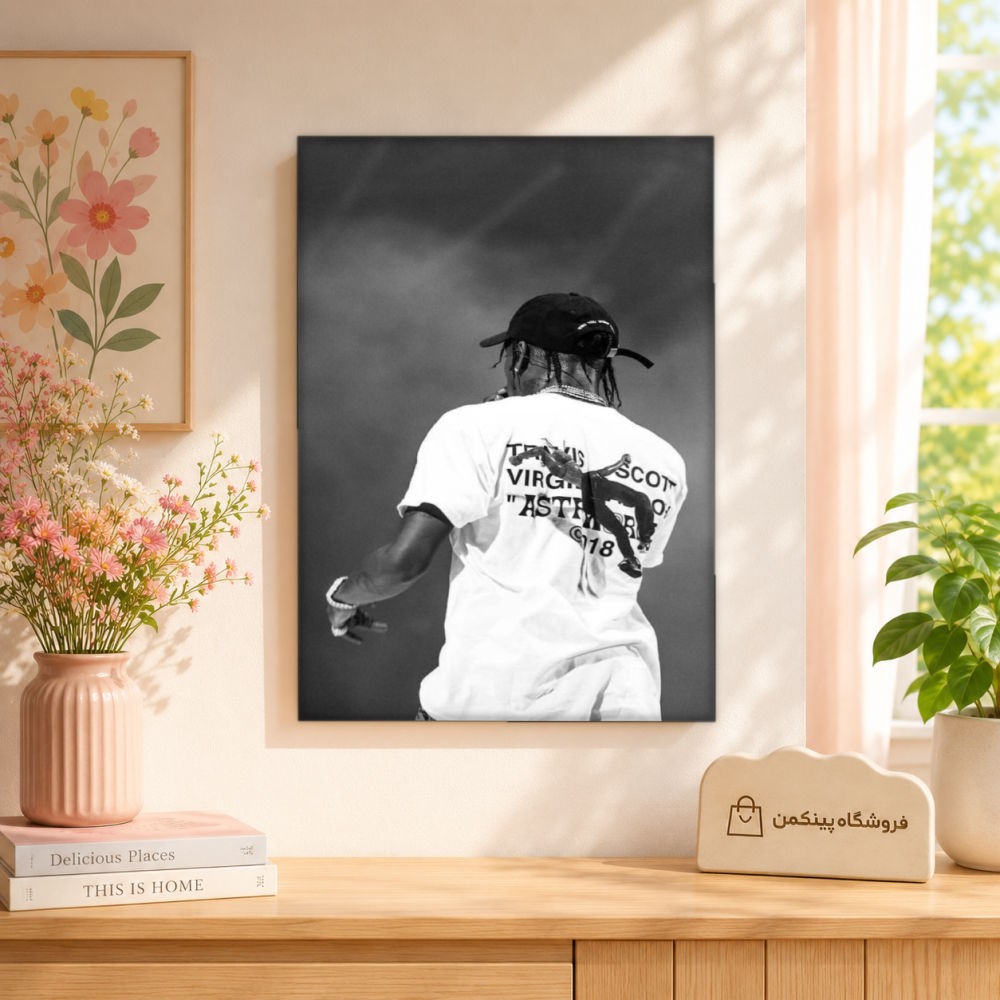 تابلو شاسی پینکمن طرح تراویس اسکات مشکی و سفید - Travis Scott Black And White کد Jm 31