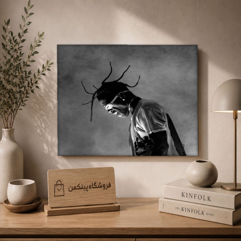 تابلو شاسی پینکمن طرح تراویس اسکات مشکی و سفید - Travis Scott Black And White کد Jm 3
