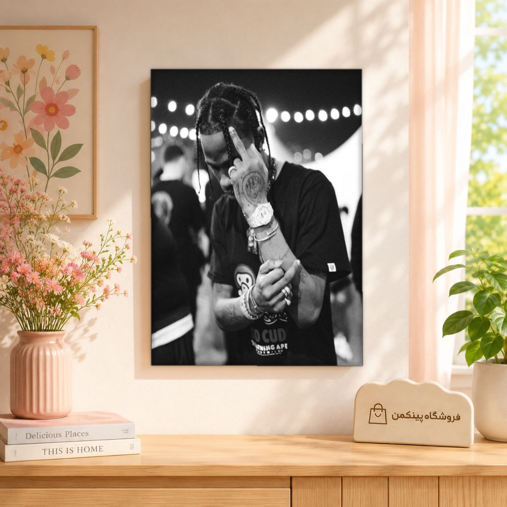 تابلو شاسی پینکمن طرح تراویس اسکات مشکی و سفید - Travis Scott Black And White کد Jm 2
