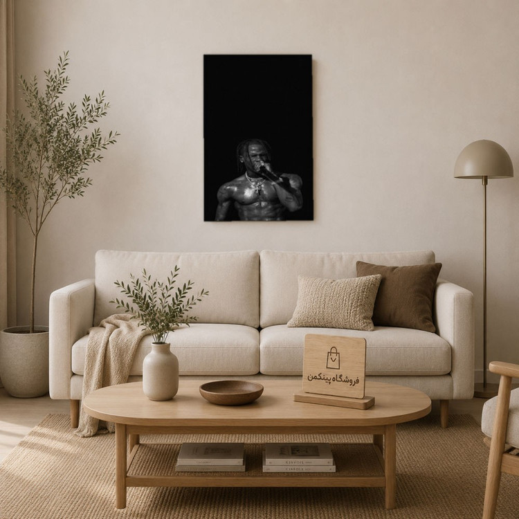 تابلو شاسی پینکمن طرح تراویس اسکات مشکی و سفید - Travis Scott Black And White کد Jm 10