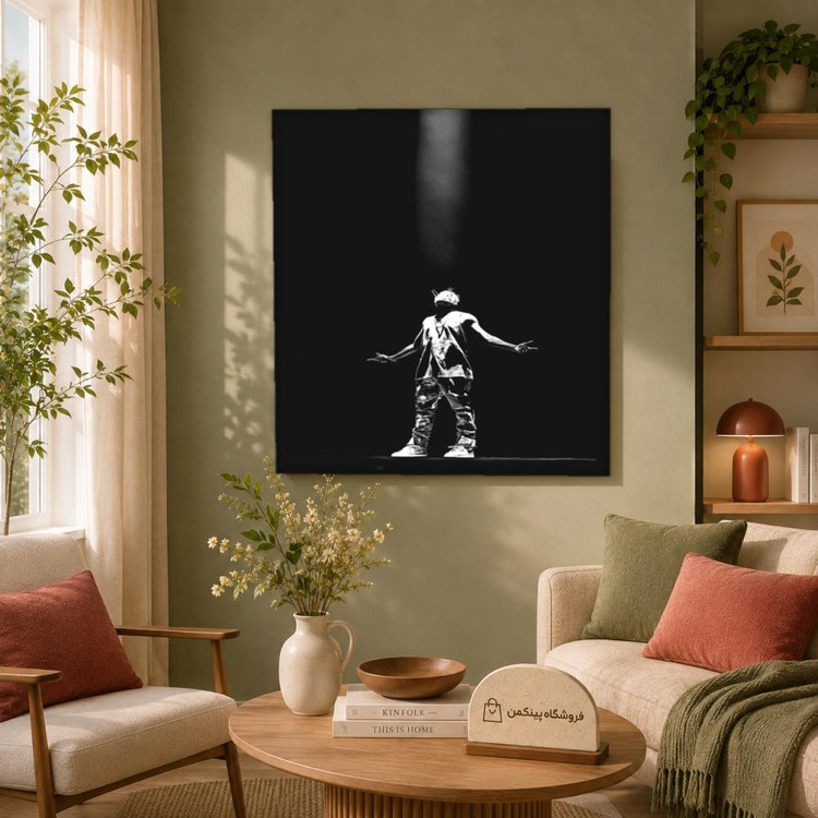 تابلو شاسی پینکمن طرح تراویس اسکات مشکی و سفید - Travis Scott Black And White کد Jm 1