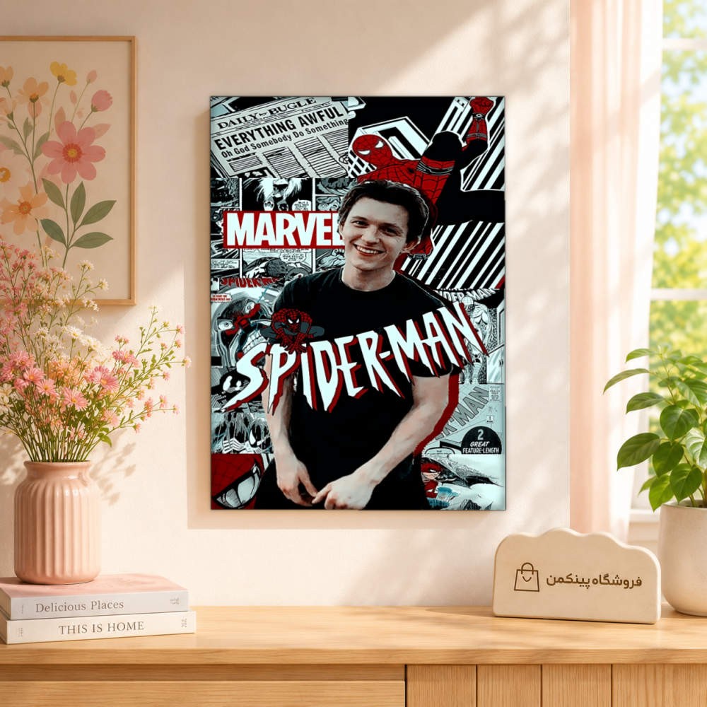 تابلو شاسی پینکمن طرح تام هالند کلاژ - Tom Holland Collage کد Jm 44