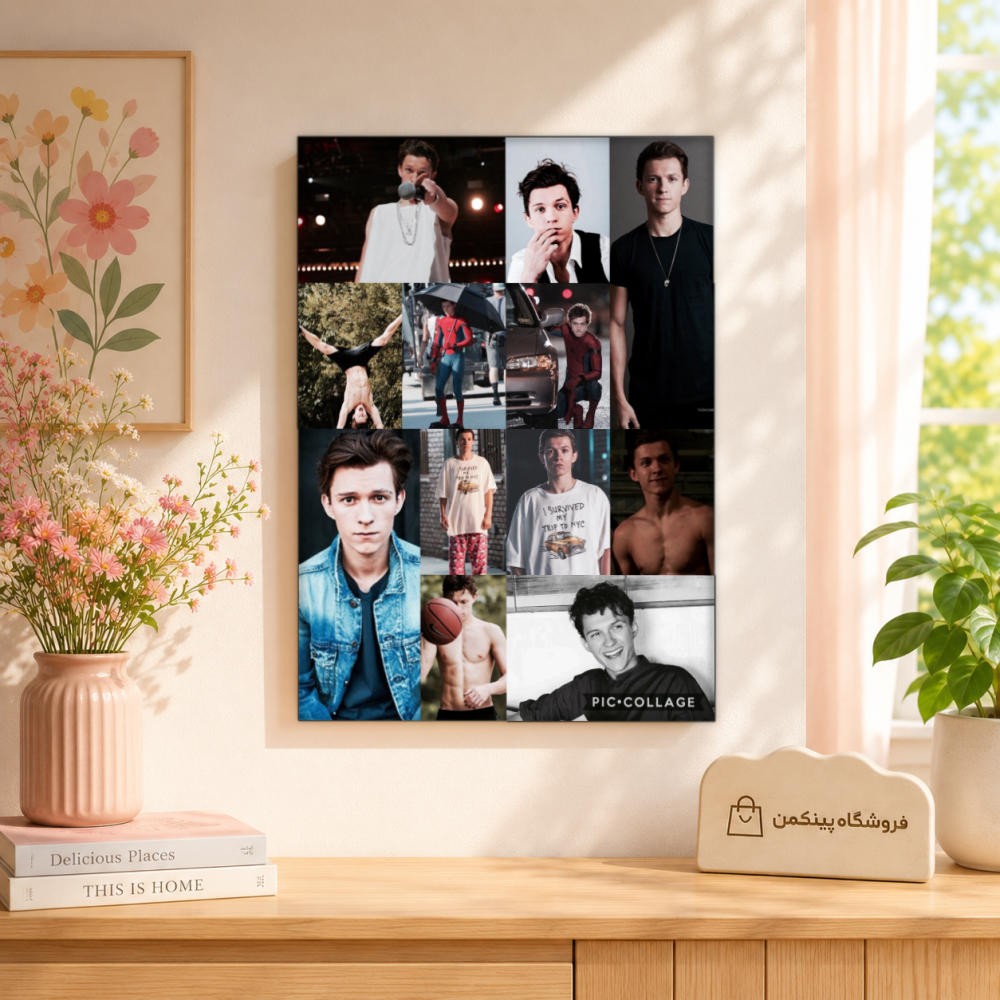 تابلو شاسی پینکمن طرح تام هالند کلاژ - Tom Holland Collage کد Jm 34