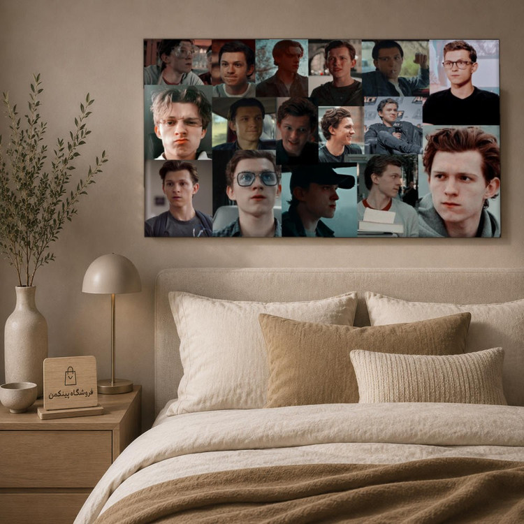 تابلو شاسی پینکمن طرح تام هالند کلاژ - Tom Holland Collage کد Jm 28