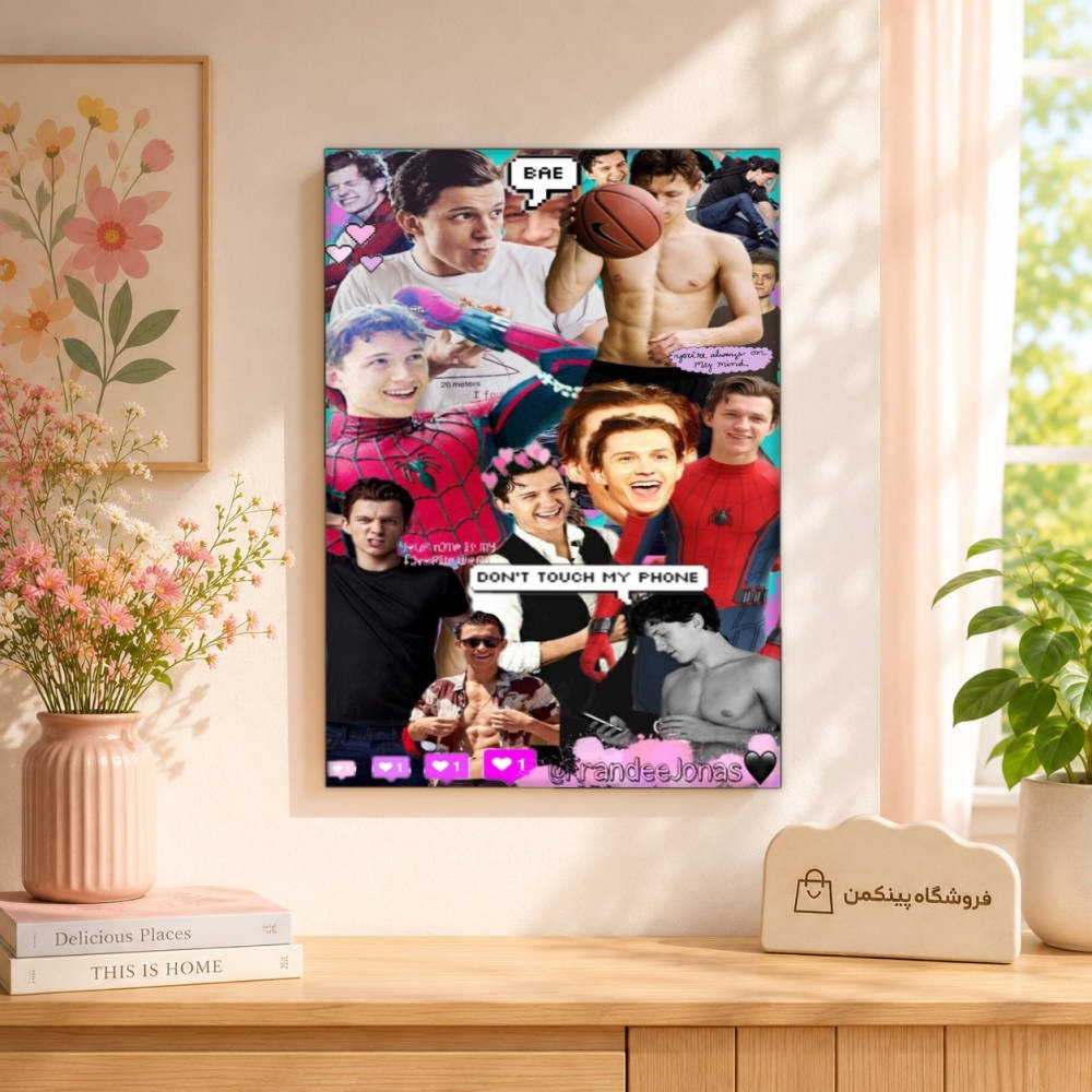 تابلو شاسی پینکمن طرح تام هالند کلاژ - Tom Holland Collage کد Jm 23