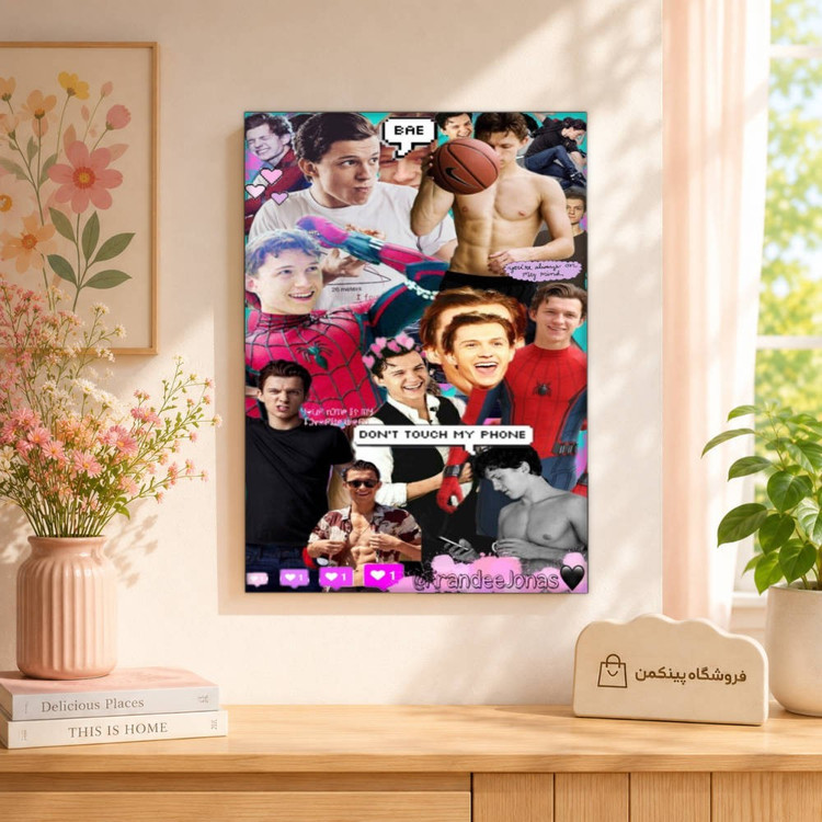 تابلو شاسی پینکمن طرح تام هالند کلاژ - Tom Holland Collage کد Jm 23